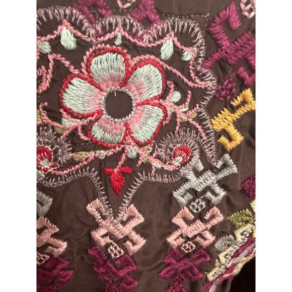 Johnny Was Biya Silk Tunic Blouse Embroidered Size Small Preppy Trendy - Picture 10 of 14